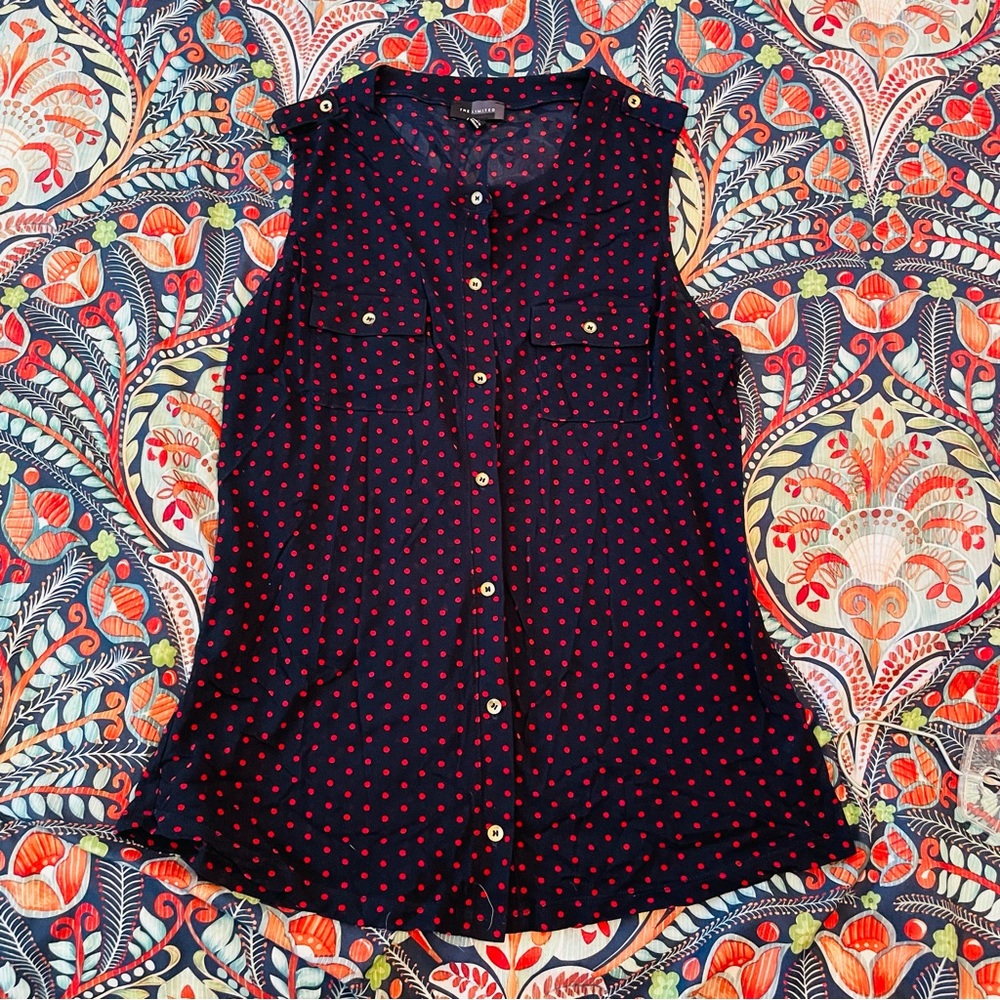 The Limited Black and Red Mesh Sleeveless Shirt